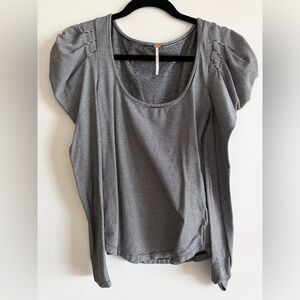 Free People Black and White Striped Blouse